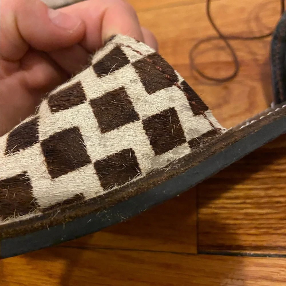 Brother Vellies Congo Flat in Brown / White Check - Picture 7 of 8